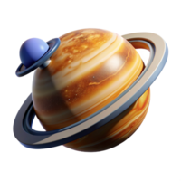 Striped Gas Giant Planet with Ring System and Moon png