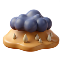 3D Render of a Cloud Over a Hill with Raindrops png