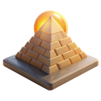 Golden Pyramid Icon 3D Model of an Ancient Structure with Sun png