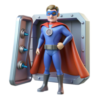 Superhero Emerging from Vault A 3D Render png