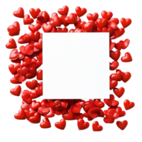 Red Hearts Spread Around Empty Square Frame for Romantic Design png