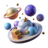 Abstract Space Scene Planets, Stars, and 3D Objects png