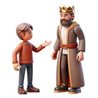 3D Render of a Boy and King in Conversation png
