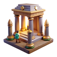 3D Render of Ancient Temple with Columns and Traveler png