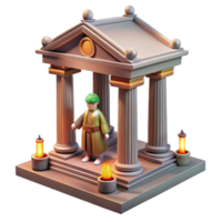 3D Render of a Figure in Classical Temple Setting png