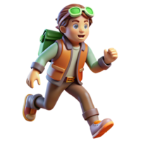 3D Render of Adventurous Boy Running png