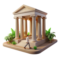 Classical Temple Architecture A 3D Render of a Man Approaching an Ancient Structure png