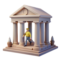 Person Entering Classical Architecture 3D Render of a Man Walking into a Temple png