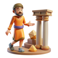 3D Render of a Person Discovering Ancient Gold png