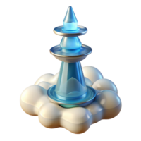 Abstract Tower on Cloud 3D Render of Futuristic Structure png