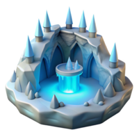 Enchanted Ice Castle with Glowing Fountain png