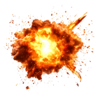 Explosive Fireball Erupting with Smoke and Debris in Dark Background png