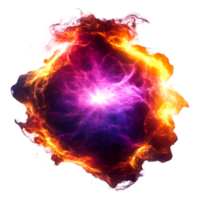 Colorful Energy Explosion with Flames and Stars in Cosmic Background png