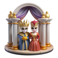 Royal Couple 3D Render of King and Queen in Architectural Setting png