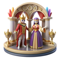 Royal Couple in an Ancient Setting 3D Render of King and Queen png
