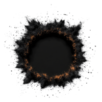 Abstract black and orange explosion effect with glowing particles png