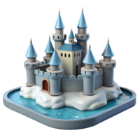 Fairytale Castle on an Island 3D Render of a Magical Fortress png