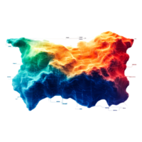 Topographic Map of Bulgaria with Color Gradient Visualization png