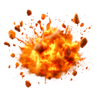 brilhante explosão efeito com chamas e detritos dentro Sombrio fundo png