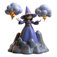 Digital Render of a Witch Conjuring Lightning Storms png