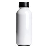 Blank White Plastic Bottle with Black Cap for Labeling or Branding png