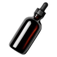 Dark Amber Dropper Bottle with Black Lid on a png