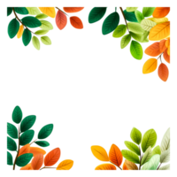 Colorful Autumn Leaves Frame with Green and Orange Foliage png