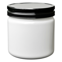 Empty White Jar with Black Lid for Cosmetic or Food Products png