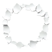 Circular Torn White Paper Frame with Shattered Edges and Texture png