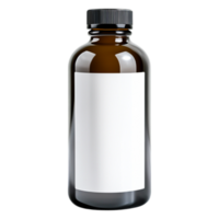 Dark Glass Bottle with a Blank Label for Cosmetic or Medicine Use png
