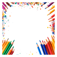 Colorful Frame with Crayons and Splashes of Paint for Creative Projects png