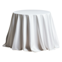 White Round Table with Elegant Cloth for Event or Decoration Use png