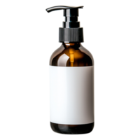 Glass Pump Bottle for Cosmetic Product with Blank Label Space png