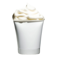 Creamy Whipped Topping in a White Disposable Cup with Shiny Texture png