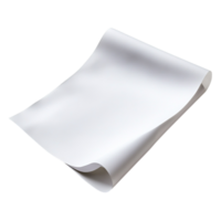 Smooth White Paper Sheet with Curved Edges on a Transparent Background png