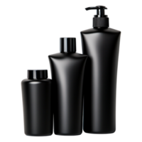 Glossy Black Cosmetic Bottles in Various Sizes for Product Display png