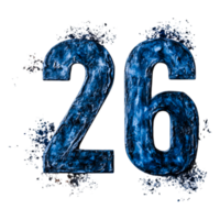 Deep Blue Number 26 with Textured Surface and Artistic Background png