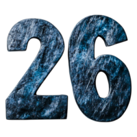 Textured Number Twenty-Six in Dark Blue Surface Design png