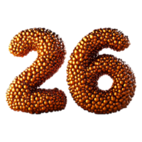 26 Number Made of Colorful Bubbles on a Black Background png