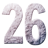 Textured Number Twenty-Six in Stone Style for Creative Use png