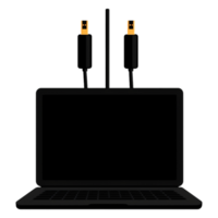 Modern Laptop with USB Connectors for Data Transfer and Charging png
