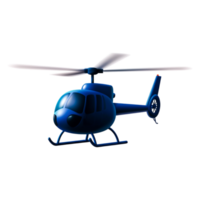 Blue Helicopter with Rotating Blades in Three-Dimensional View png