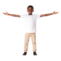 Happy Child with Open Arms Standing Smiling Against png