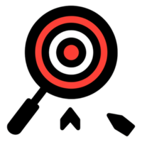 Red Target and Magnifying Glass Icon for Analysis or Focus Use png