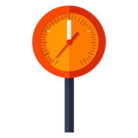 Bright Orange Round Clock with Fixed Time Indicator Displayed png