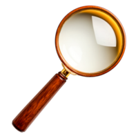 Magnifying Glass with Wooden Handle and Transparent Lens on png