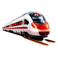 Futuristic High-Speed Train in Motion on Railway Tracks png