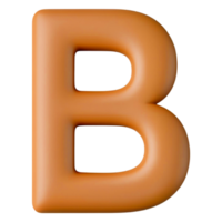 3D Rendered Letter B in Warm Beige Tone on Transparent Background png