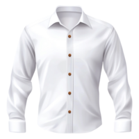 Elegant White Button-Up Shirt with Brown Buttons on Isolated Background png