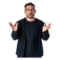 Confused man looking perplexed while gesturing with hands png